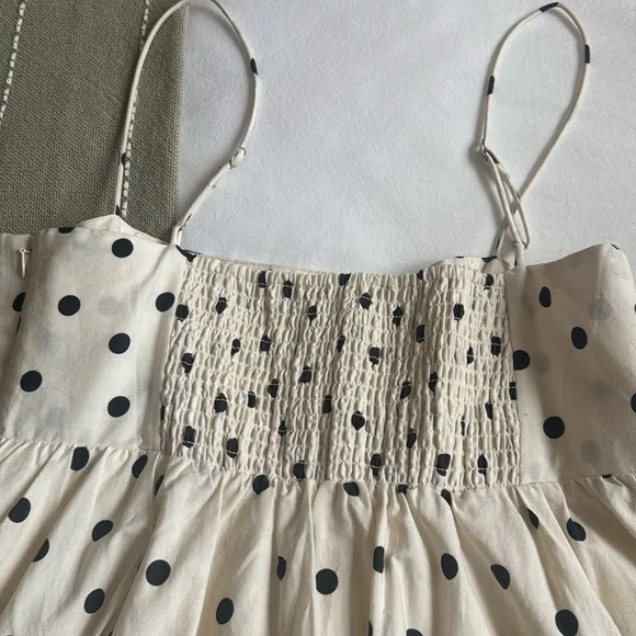 Anthropologie Cream and Black Polka Dot Mini Dress - Picture 5 of 6
